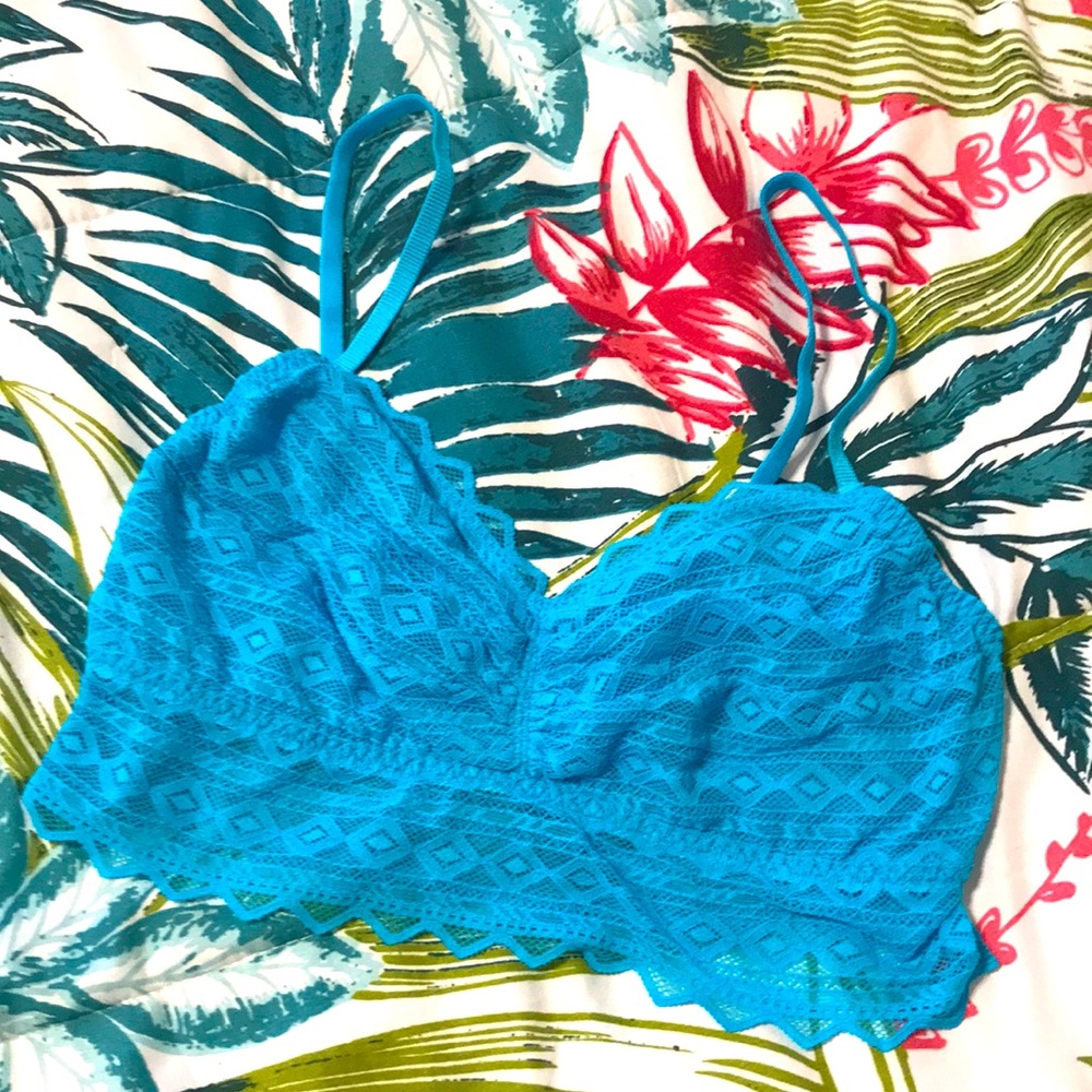 PINK Lace Bra Tourquoise Blue
